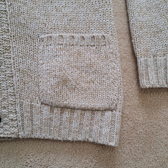 Triple Five Soul Cardigan Men's Medium Sweater Oatmeal Beige Grey Knit - Picture 6 of 13